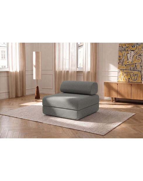 Fauteuil convertible et modulable en tissu lisse Gemma gris - 95x95x70,5 cm