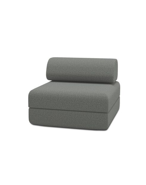 Fauteuil convertible et modulable en tissu lisse Gemma gris - 95x95x70,5 cm