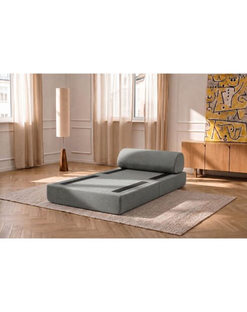 Fauteuil convertible et modulable en tissu lisse Gemma gris - 95x95x70,5 cm