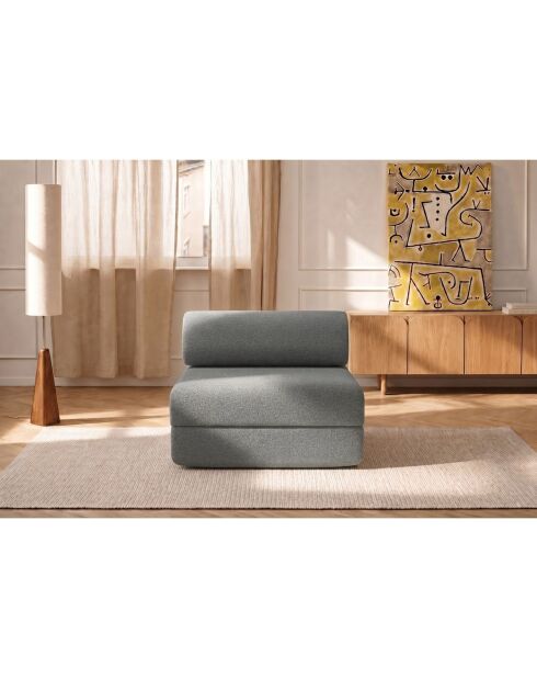 Fauteuil convertible et modulable en tissu lisse Gemma gris - 95x95x70,5 cm