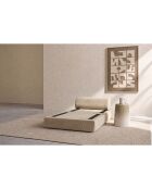 Fauteuil convertible et modulable en velours côtelé Lincoln beige - 95x95x70,5 cm