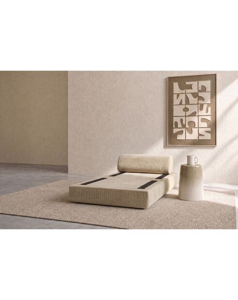 Fauteuil convertible et modulable en velours côtelé Lincoln beige - 95x95x70,5 cm