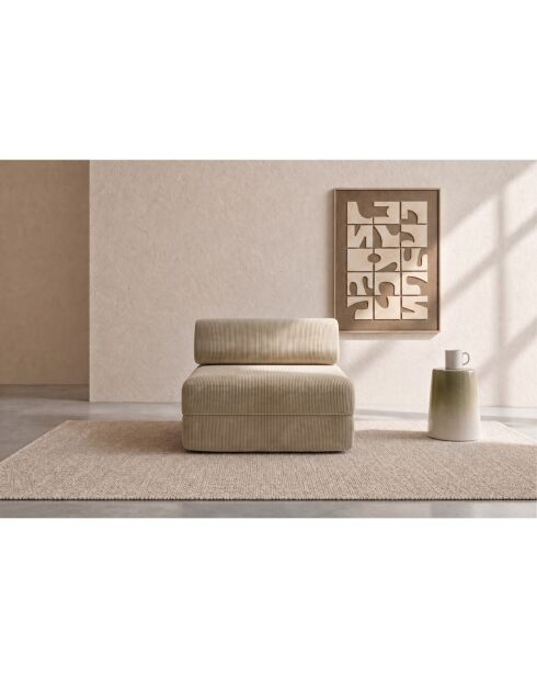 Fauteuil convertible et modulable en velours côtelé Lincoln beige - 95x95x70,5 cm