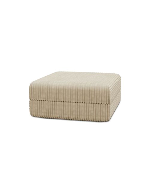 Converteerbare en modulaire voetenbank in corduroy xl Tilia beige - 95x95x42 cm