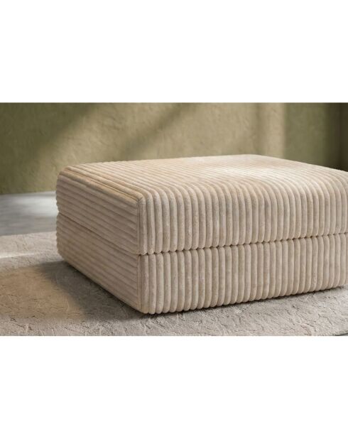 Converteerbare en modulaire voetenbank in corduroy xl Tilia beige - 95x95x42 cm