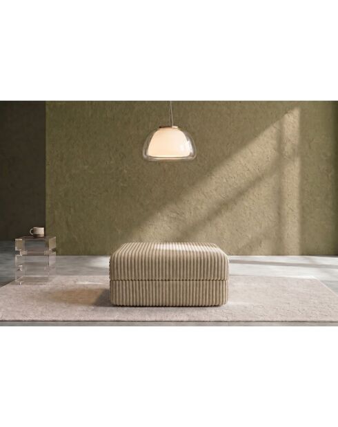 Converteerbare en modulaire voetenbank in corduroy xl Tilia beige - 95x95x42 cm