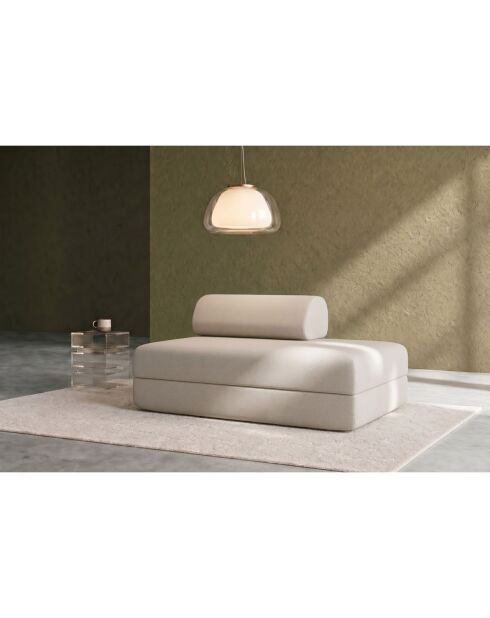 Canapé droit convertible et modulable 2 places en tissu lisse Gemma beige - 148x95x70,5 cm