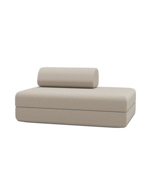 Canapé droit convertible et modulable 2 places en tissu lisse Gemma beige - 148x95x70,5 cm