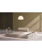 Canapé droit convertible et modulable 2 places en tissu lisse Gemma beige - 148x95x70,5 cm