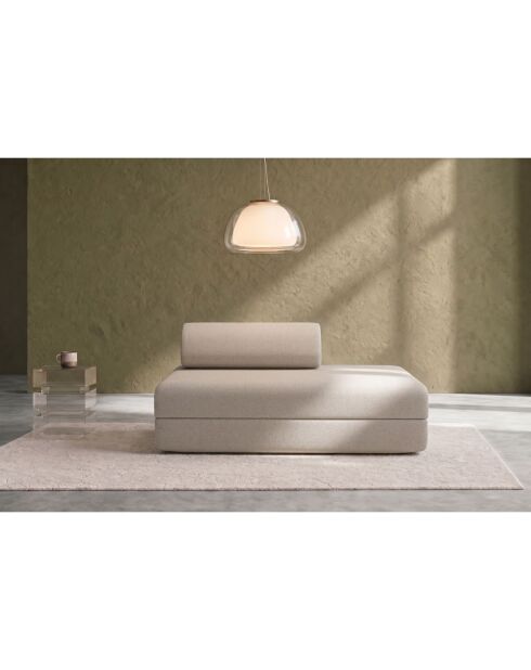 Canapé droit convertible et modulable 2 places en tissu lisse Gemma beige - 148x95x70,5 cm