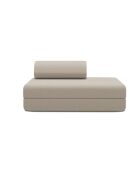 Canapé droit convertible et modulable 2 places en tissu lisse Gemma beige - 148x95x70,5 cm