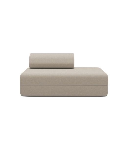 Canapé droit convertible et modulable 2 places en tissu lisse Gemma beige - 148x95x70,5 cm
