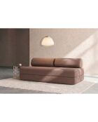 Canapé droit convertible et modulable 3 places en tissu lisse Gemma terracotta - 190x95x70,5 cm