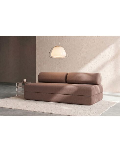 Canapé droit convertible et modulable 3 places en tissu lisse Gemma terracotta - 190x95x70,5 cm