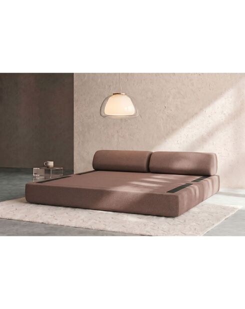 Canapé droit convertible et modulable 3 places en tissu lisse Gemma terracotta - 190x95x70,5 cm