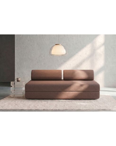 Canapé droit convertible et modulable 3 places en tissu lisse Gemma terracotta - 190x95x70,5 cm