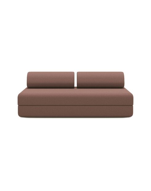 Canapé droit convertible et modulable 3 places en tissu lisse Gemma terracotta - 190x95x70,5 cm