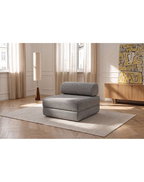 Fauteuil convertible et modulable en tissu tweed Coco gris - 95x95x70,5 cm