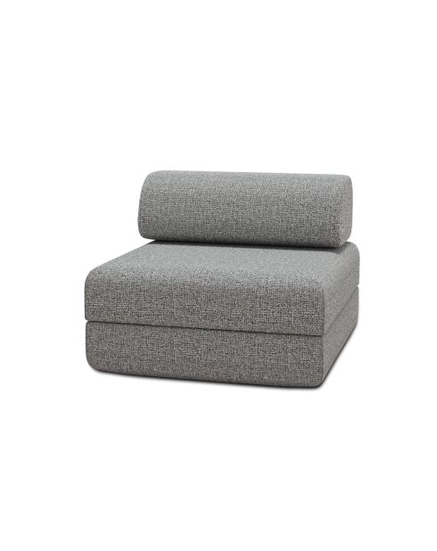 Fauteuil convertible et modulable en tissu tweed Coco gris - 95x95x70,5 cm