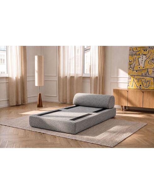 Fauteuil convertible et modulable en tissu tweed Coco gris - 95x95x70,5 cm