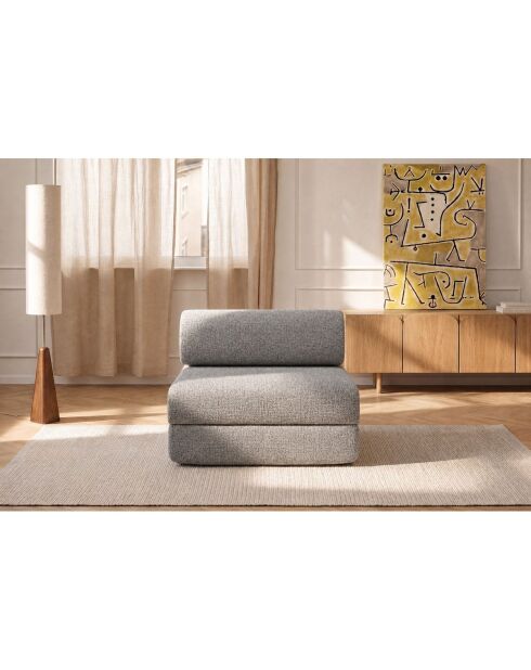 Fauteuil convertible et modulable en tissu tweed Coco gris - 95x95x70,5 cm