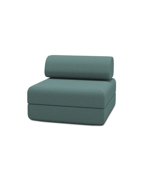Fauteuil convertible et modulable en tissu lisse Gemma vert - 95x95x70,5 cm