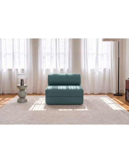 Fauteuil convertible et modulable en tissu lisse Gemma vert - 95x95x70,5 cm