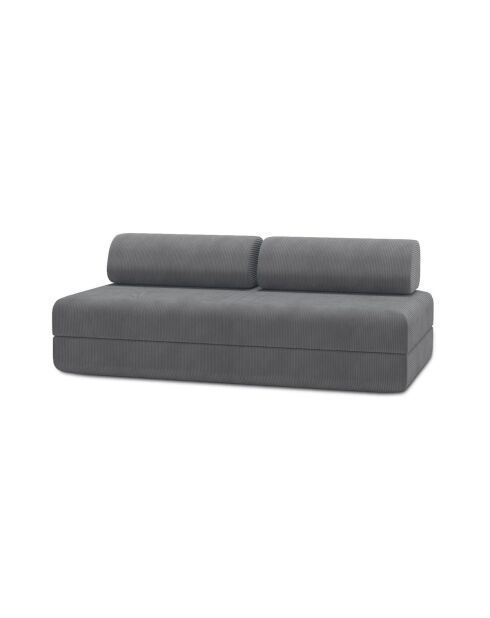 Canapé droit convertible et modulable 3 places en velours côtelé Lincoln gris - 190x95x70,5 cm