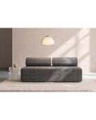 Canapé droit convertible et modulable 3 places en velours côtelé Lincoln gris - 190x95x70,5 cm