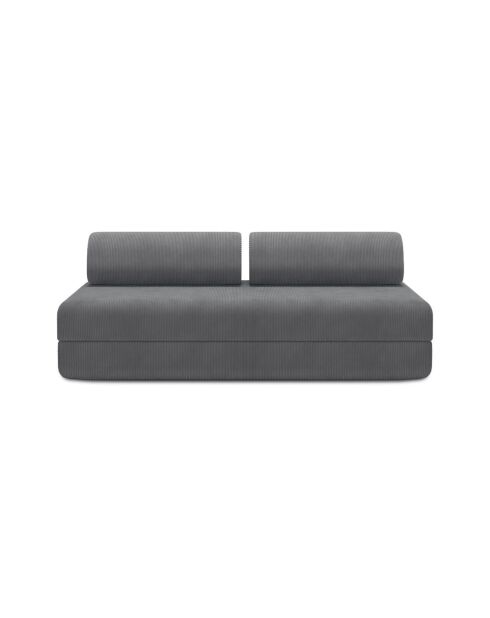 Canapé droit convertible et modulable 3 places en velours côtelé Lincoln gris - 190x95x70,5 cm