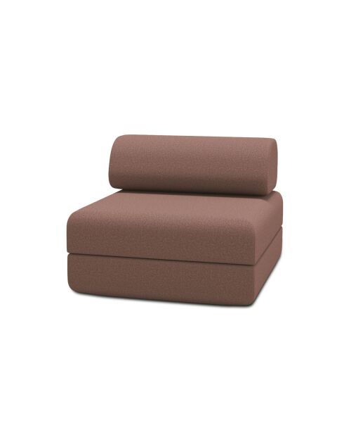 Fauteuil convertible et modulable en tissu lisse Gemma terracotta - 95x95x70,5 cm