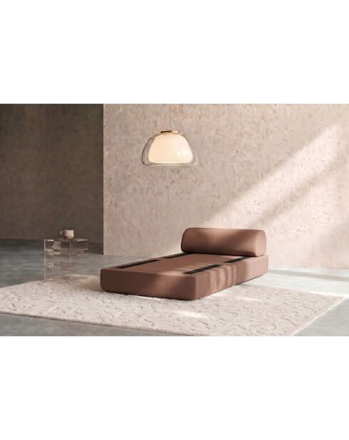 Fauteuil convertible et modulable en tissu lisse Gemma terracotta - 95x95x70,5 cm
