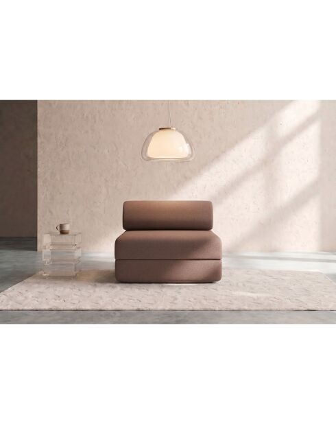 Fauteuil convertible et modulable en tissu lisse Gemma terracotta - 95x95x70,5 cm