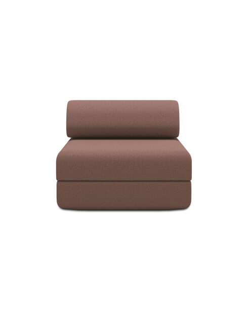 Fauteuil convertible et modulable en tissu lisse Gemma terracotta - 95x95x70,5 cm