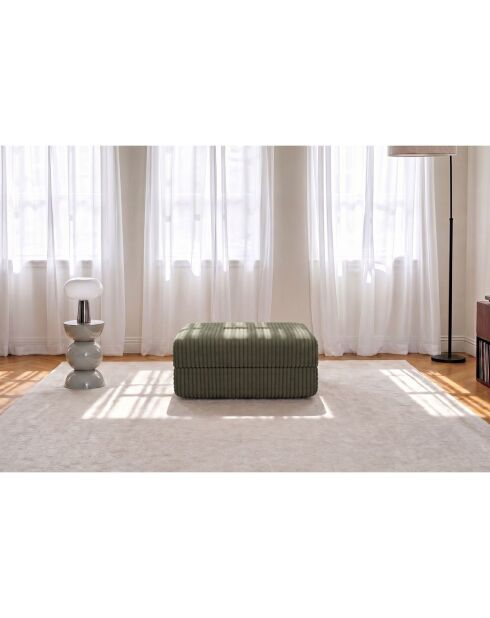 Wandelbarer und modularer Sitzhocker aus Kord xl Tilia grün - 95x95x42 cm