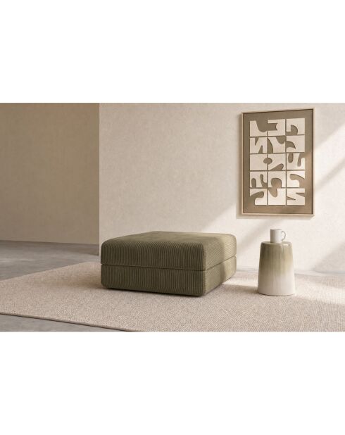 Lincolngroene, converteerbare en modulaire voetenbank van corduroy - 95x95x42 cm