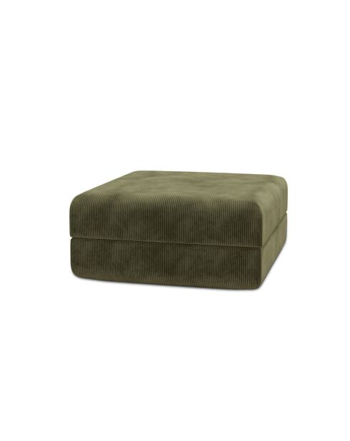 Lincolngroene, converteerbare en modulaire voetenbank van corduroy - 95x95x42 cm