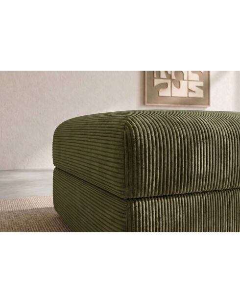 Lincolngroene, converteerbare en modulaire voetenbank van corduroy - 95x95x42 cm