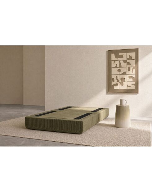 Lincolngroene, converteerbare en modulaire voetenbank van corduroy - 95x95x42 cm