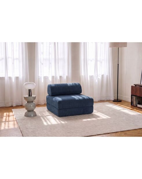 Wandelbarer und modularer Sessel aus Kord xl Tilia blau - 95x95x70,5 cm