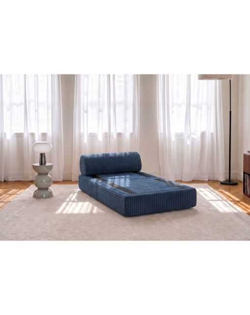 Wandelbarer und modularer Sessel aus Kord xl Tilia blau - 95x95x70,5 cm