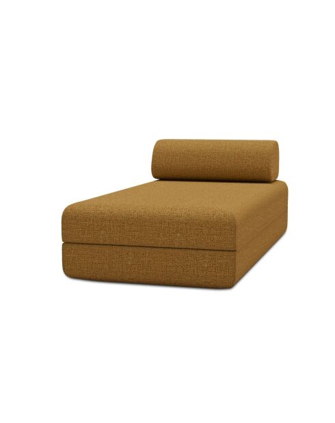 Méridienne convertible et modulable en tissu tweed Coco jaune - 190x95x70,5 cm