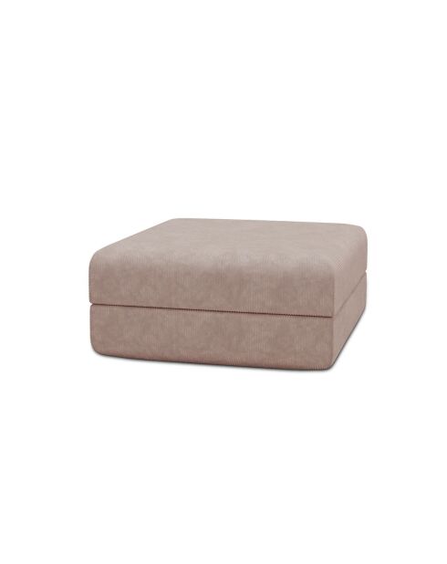 Pouf convertible et modulable en velours côtelé Lincoln rose pâle - 95x95x42 cm