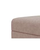 Lincoln, wandelbarer und modularer Hocker aus Kord, 95x95x42 cm, blassrosa