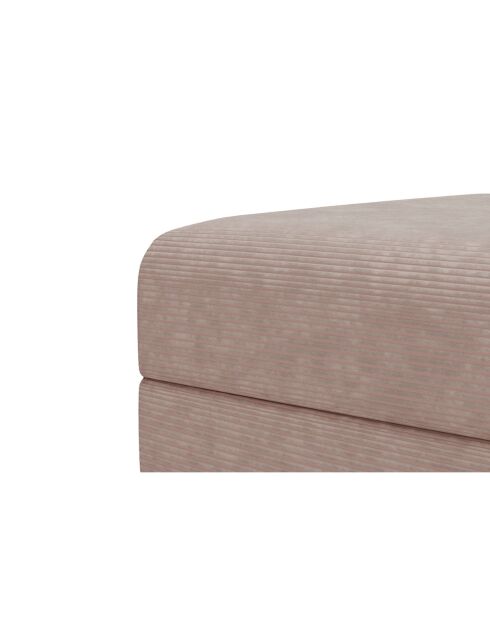 Pouf convertible et modulable en velours côtelé Lincoln rose pâle - 95x95x42 cm