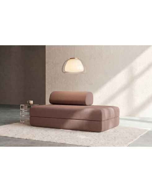 Canapé droit convertible et modulable 2 places en tissu lisse Gemma terracotta - 148x95x70,5 cm
