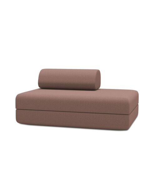 Canapé droit convertible et modulable 2 places en tissu lisse Gemma terracotta - 148x95x70,5 cm