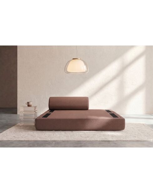 Canapé droit convertible et modulable 2 places en tissu lisse Gemma terracotta - 148x95x70,5 cm