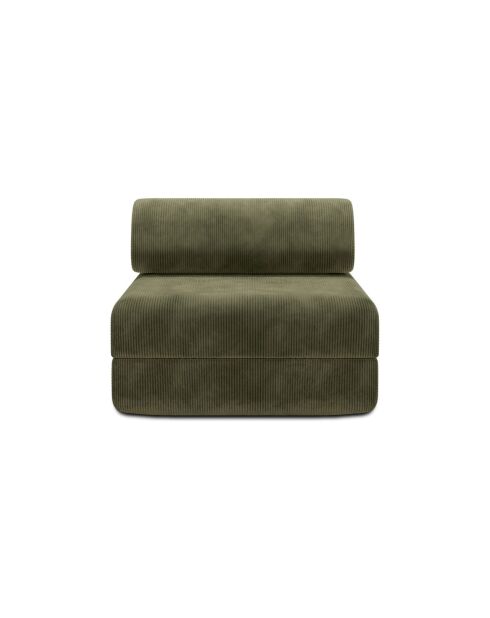 Fauteuil convertible et modulable en velours côtelé Lincoln vert - 95x95x70,5 cm