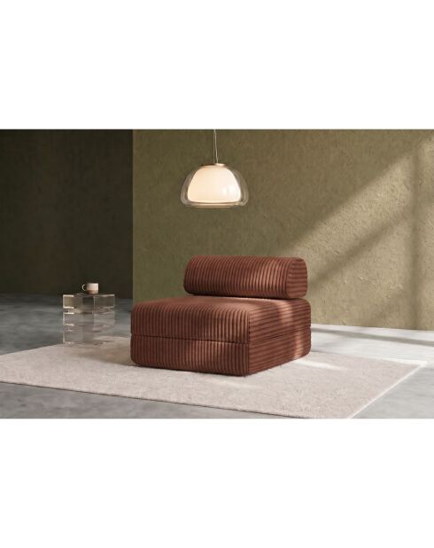 Fauteuil convertible et modulable en velours côtelé xl Tilia terracotta - 95x95x70,5 cm